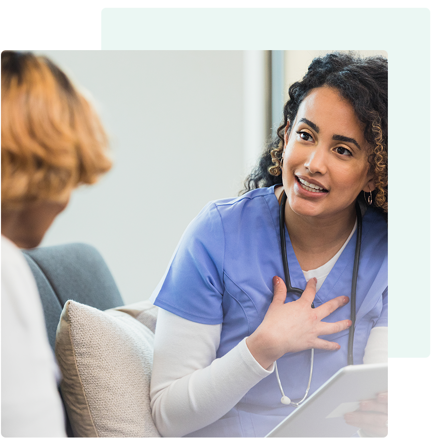 Nurse talking to patient